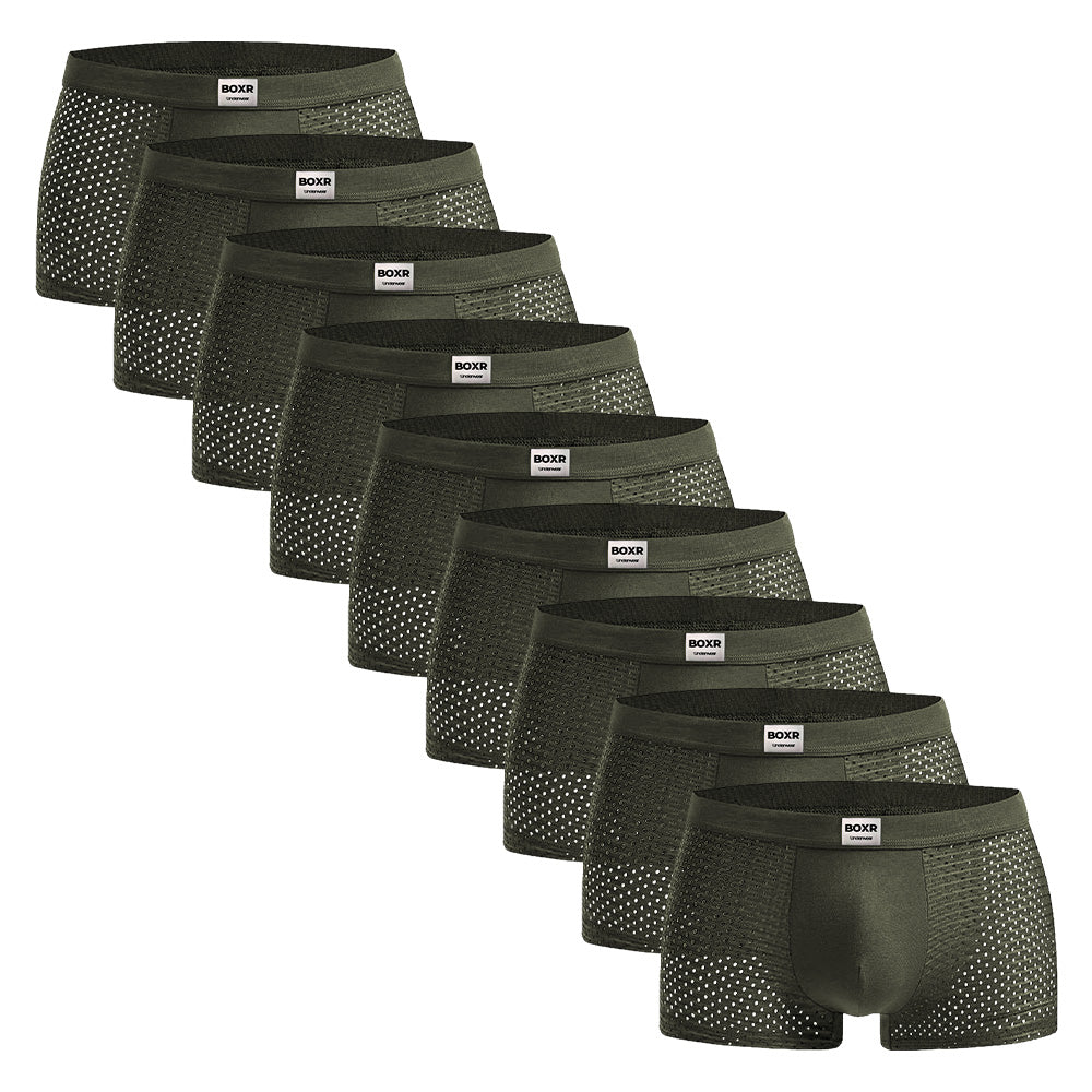 BOXR | Bamboo Boxers 9-Pack Olive Green